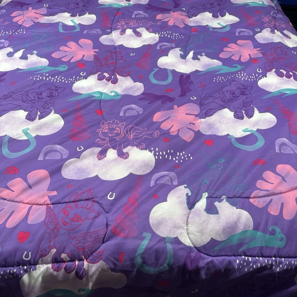 My Little Pony Twin Reversible Comforter Pillowcase & Sham Purple Pink 64
